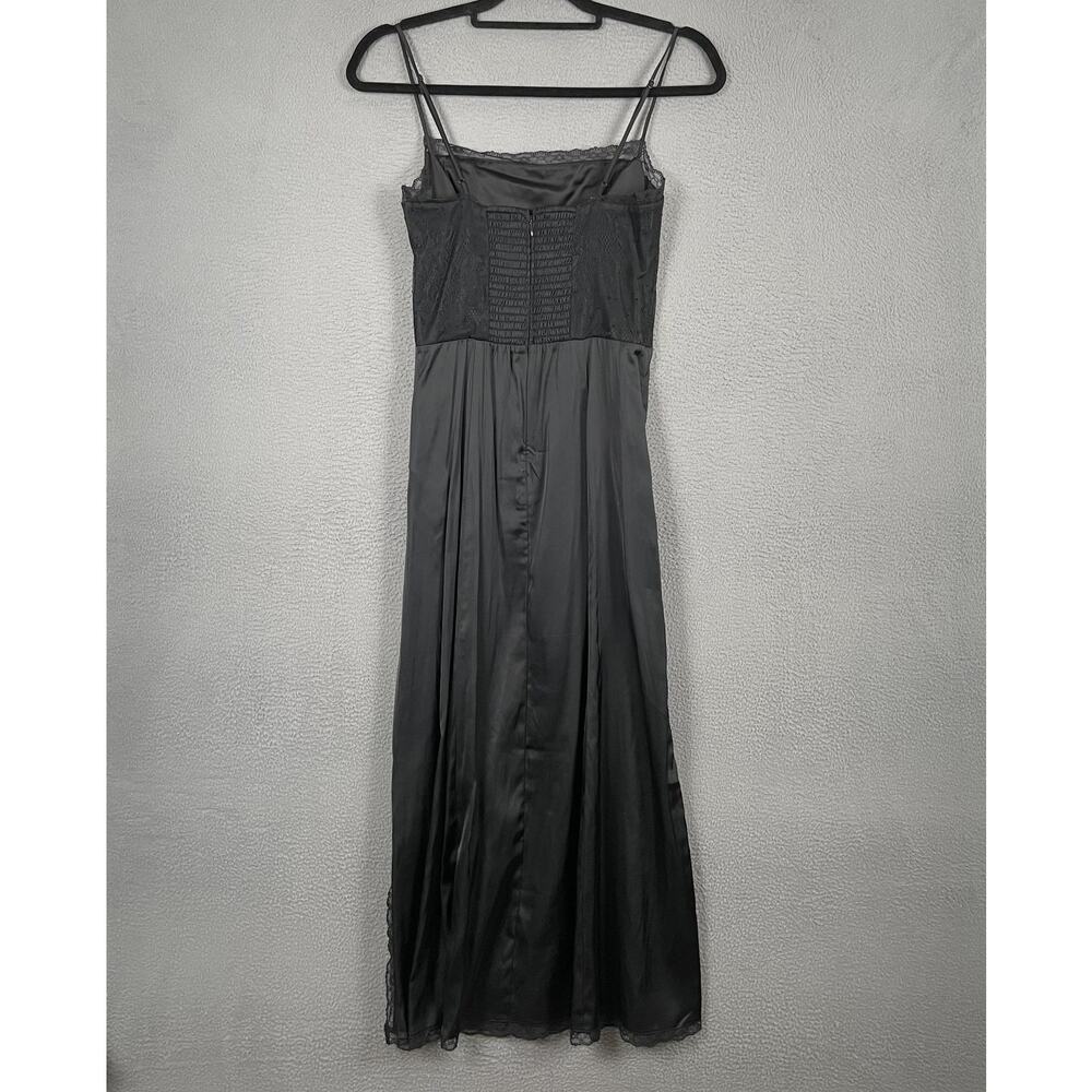 Abercrombie & Fitch Slip Dress Womens S Tall Black Satin Cowl Neck Lined Maxi - Picture 2 of 15